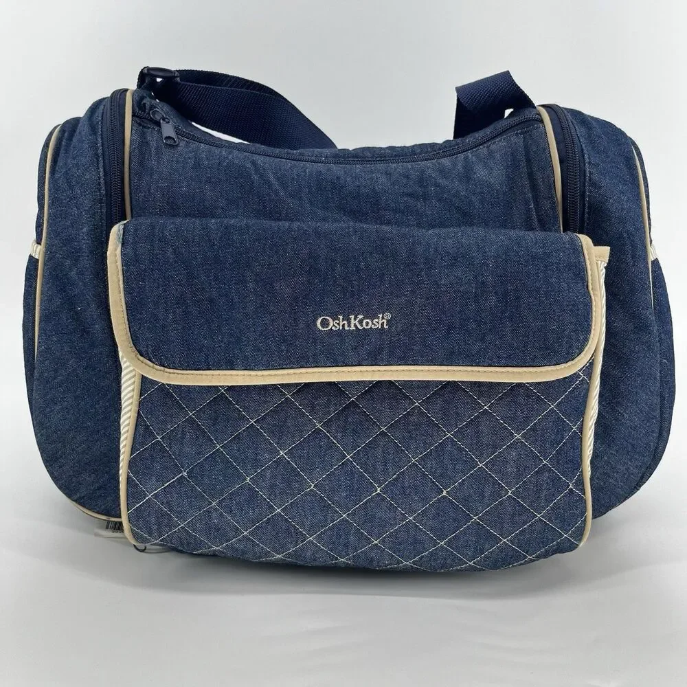 VTG OshKosh B'gosh Dark Denim Diaper Bag 90s Y2K Rare Collectors Duffel Tote
